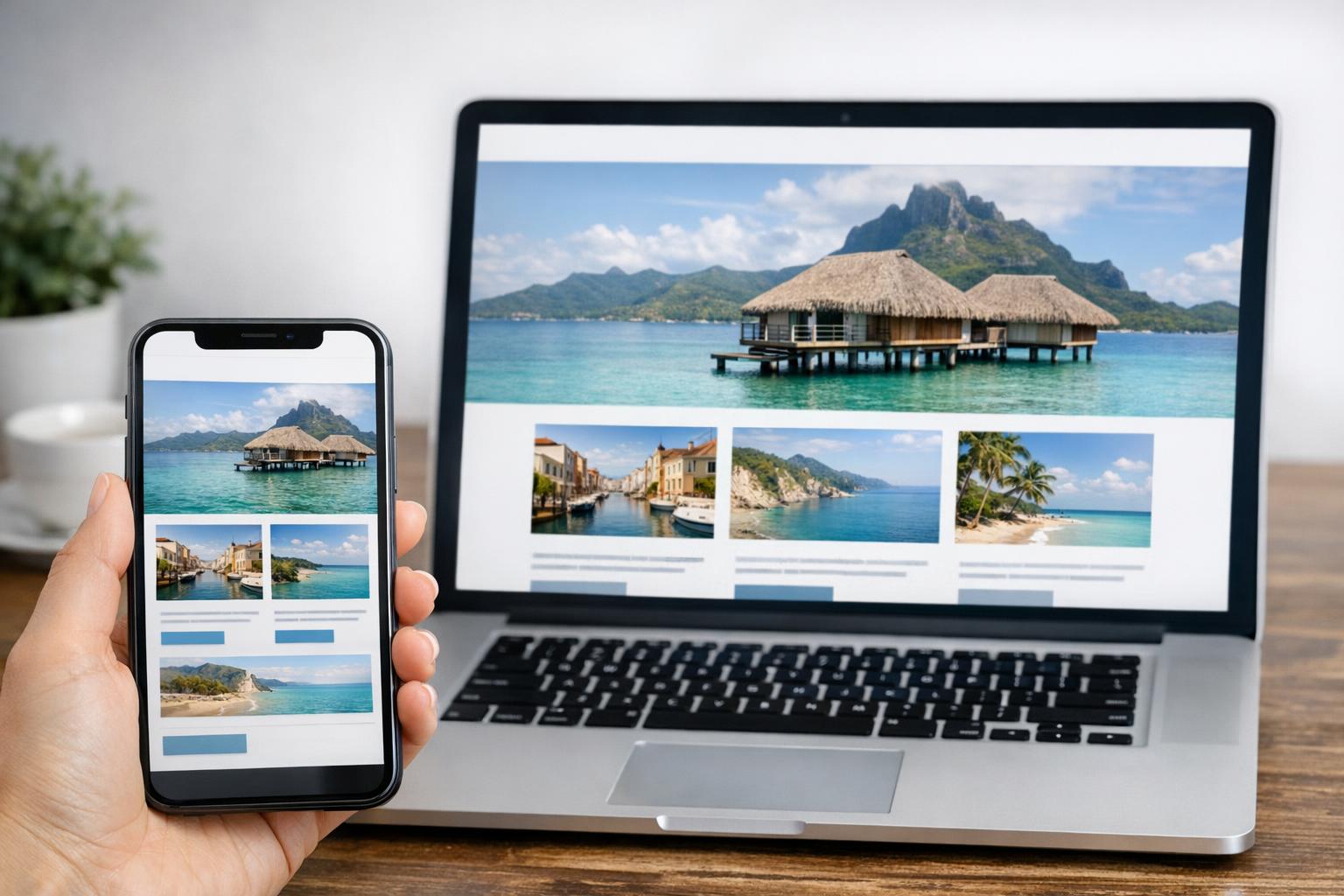 opis zdjęcia: widok strony internetowej na ekranie smartfona i komputera